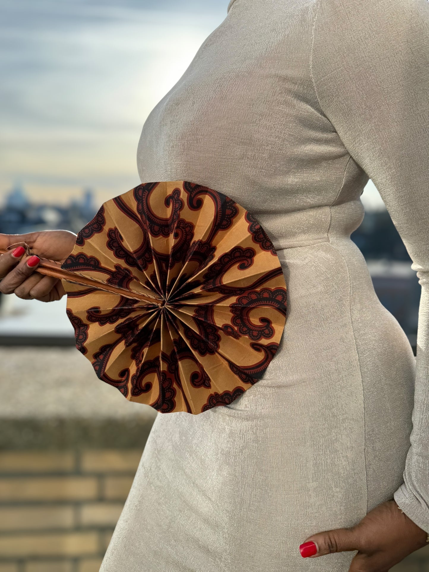 Brown hand fans collection