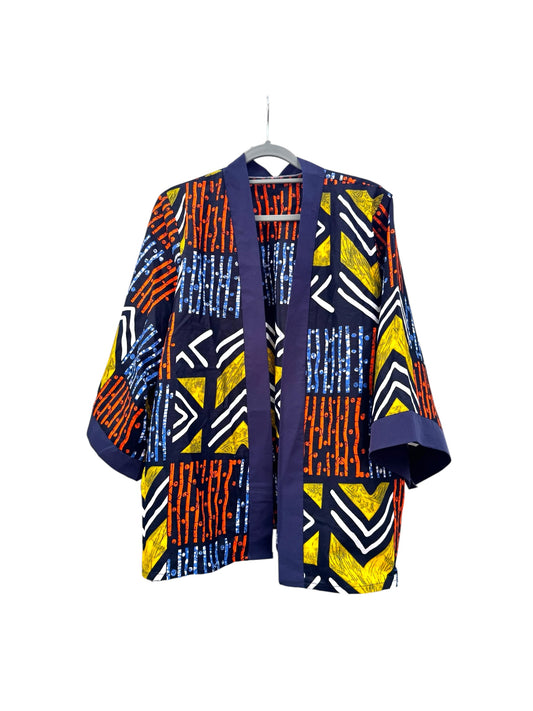 “Tribal” African Tribal Design Kimono Jacket – Handmade Ankara Kimono