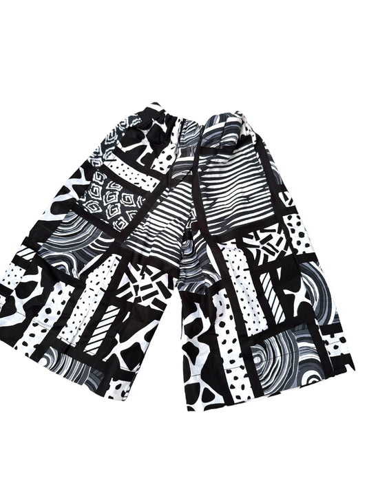 Boys African Safari Set – Black & White Tribal Two-Piece Outfit
