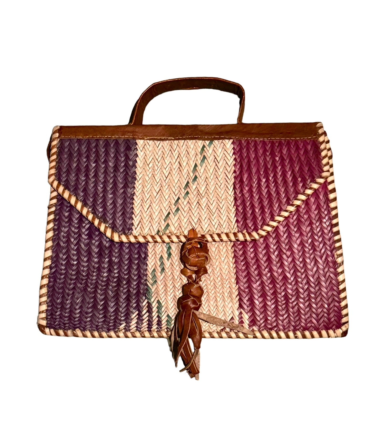 Amani: Square Rattan bag multi colour