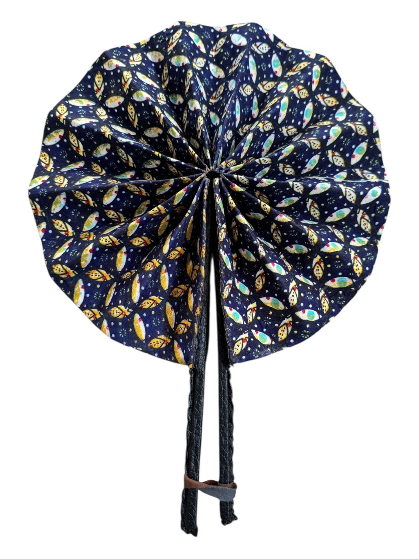 Blue Glow - African Wax Print Hand Fan