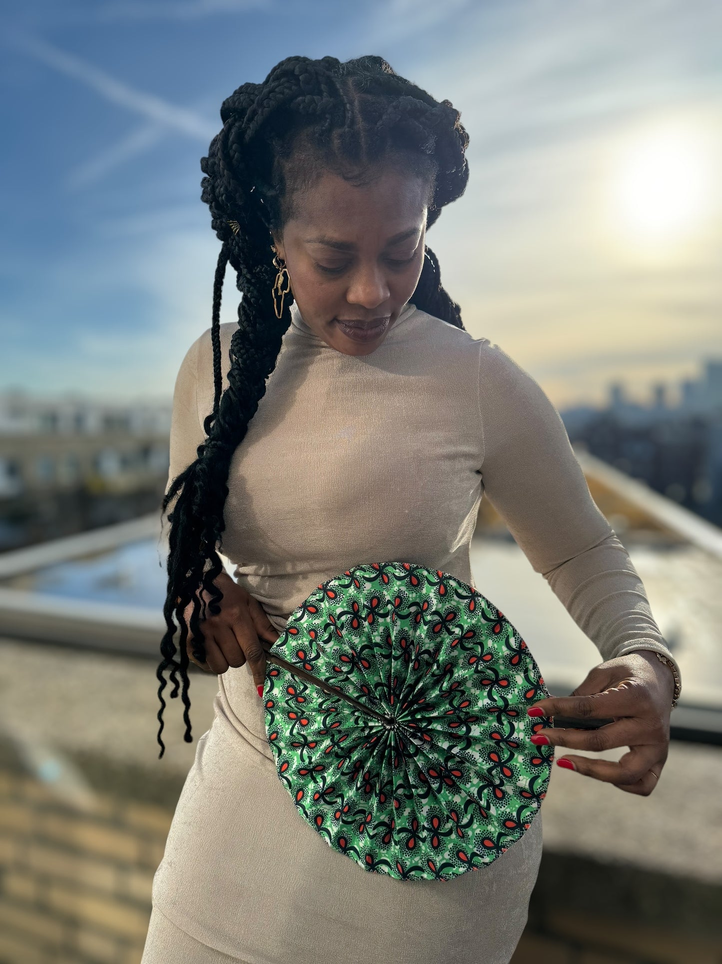 Green hand fans collection