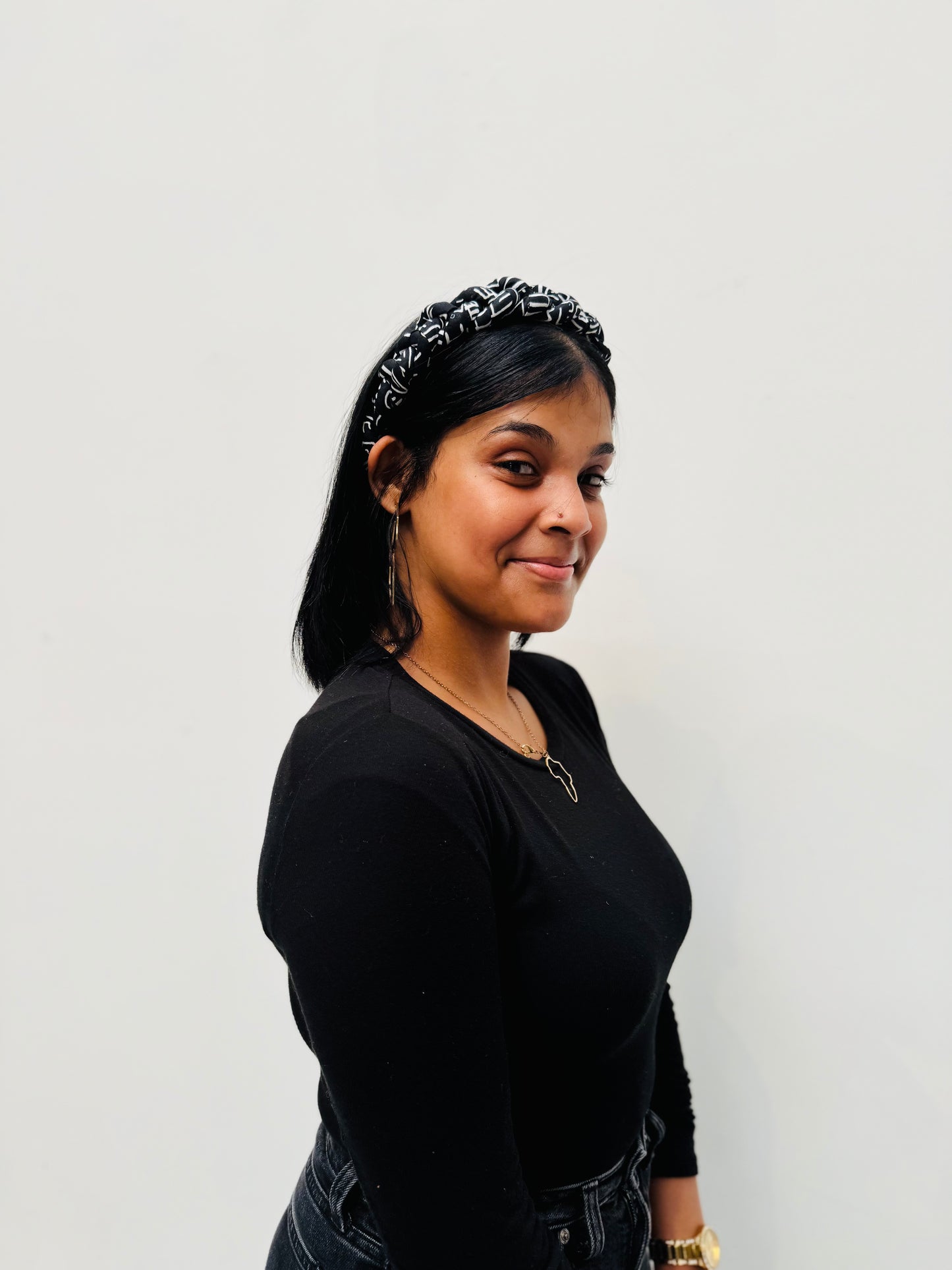 Kachia braided head band black/white