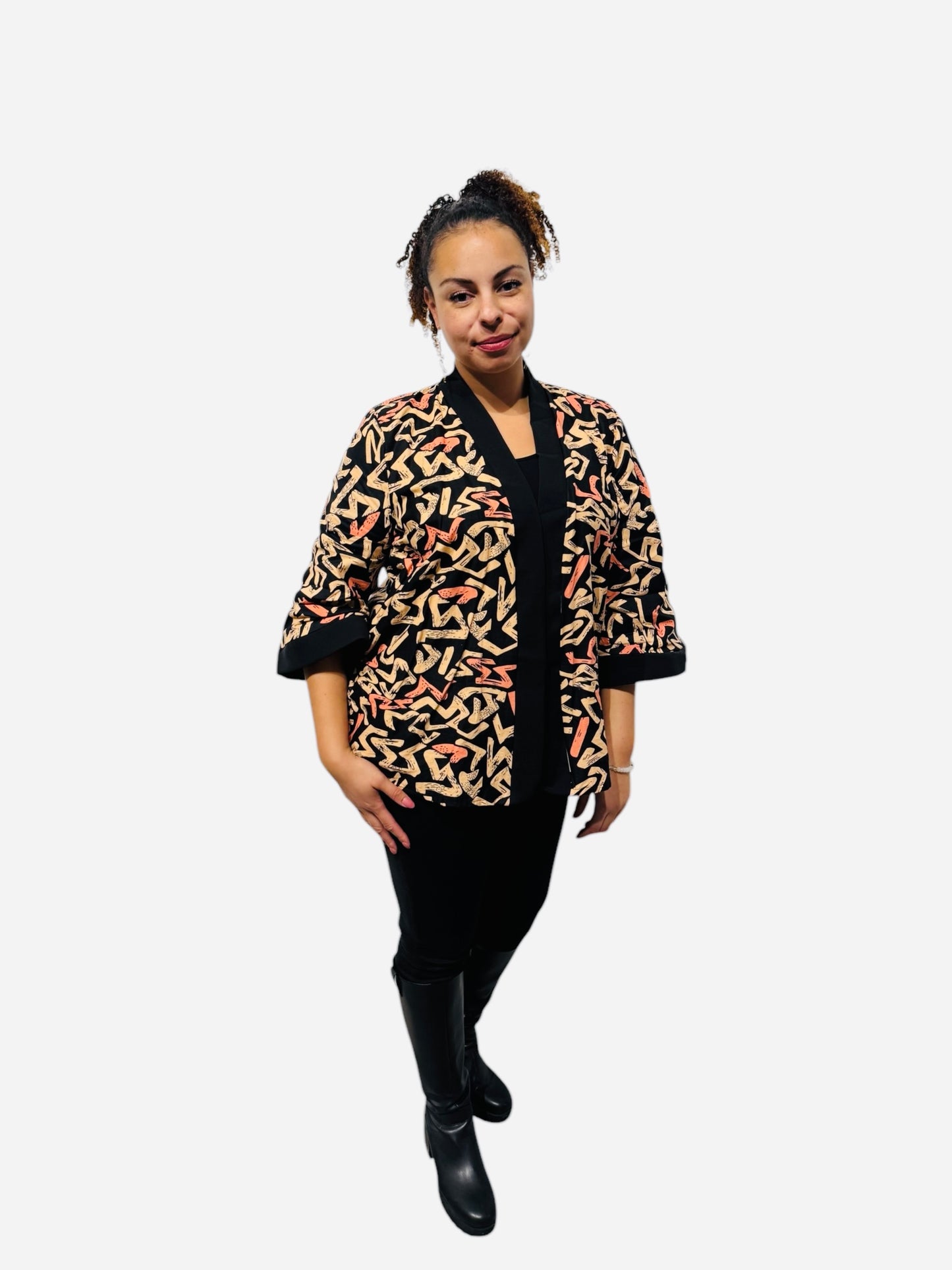 “Zina” Earth-Tone Kimono – Handcrafted African Elegance