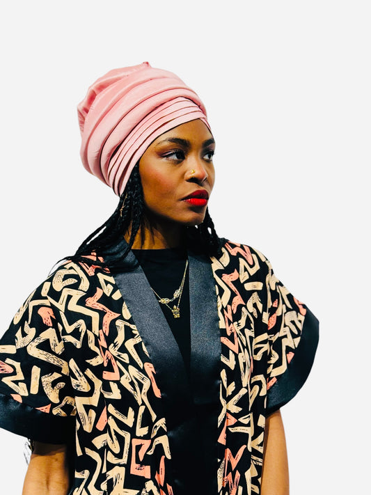 “Zina” Earth-Tone Poncho Kimono – Handcrafted African Elegance