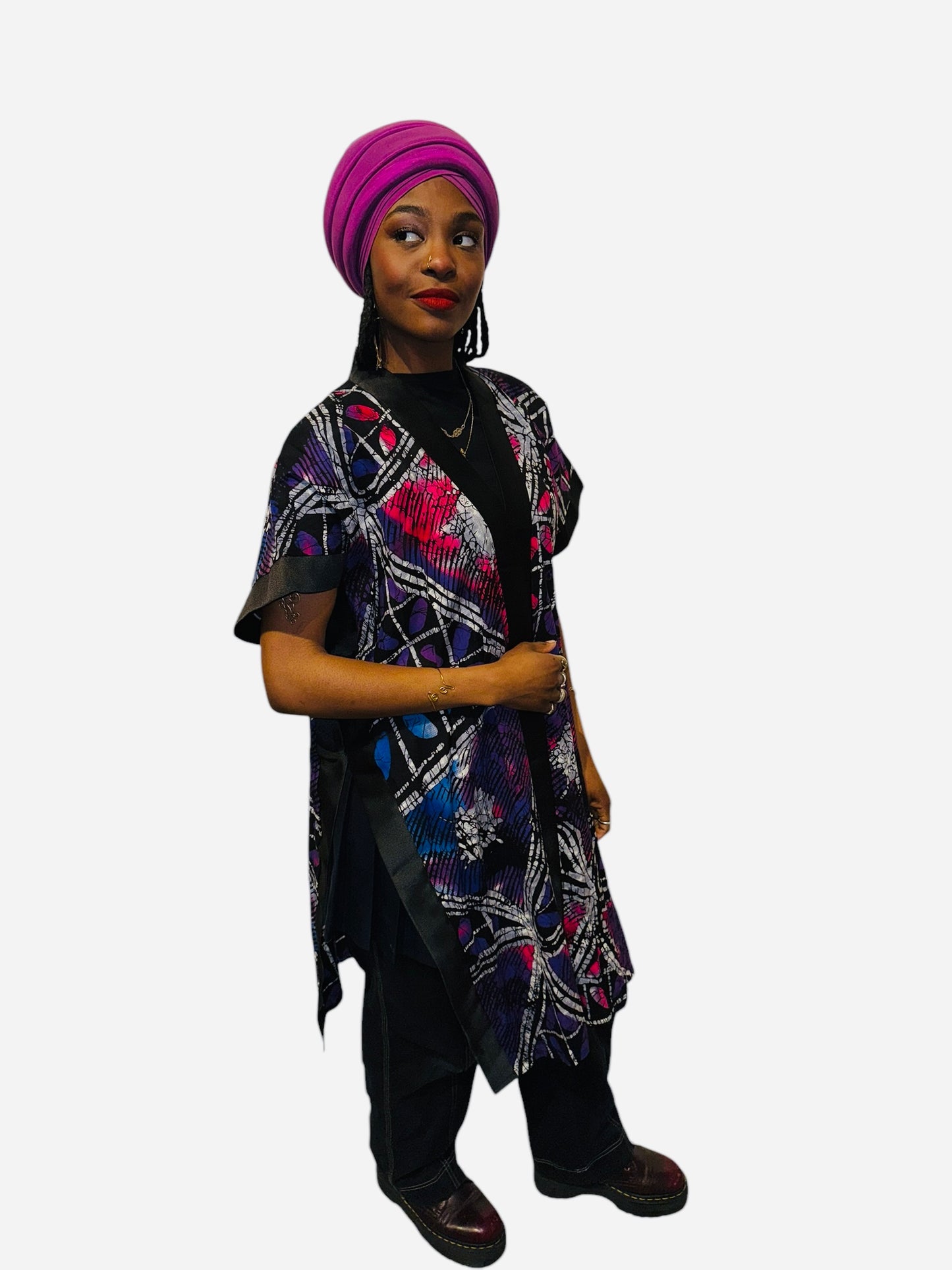 “Abeni” Batik Print Poncho Kimono – Handmade African Artwear
