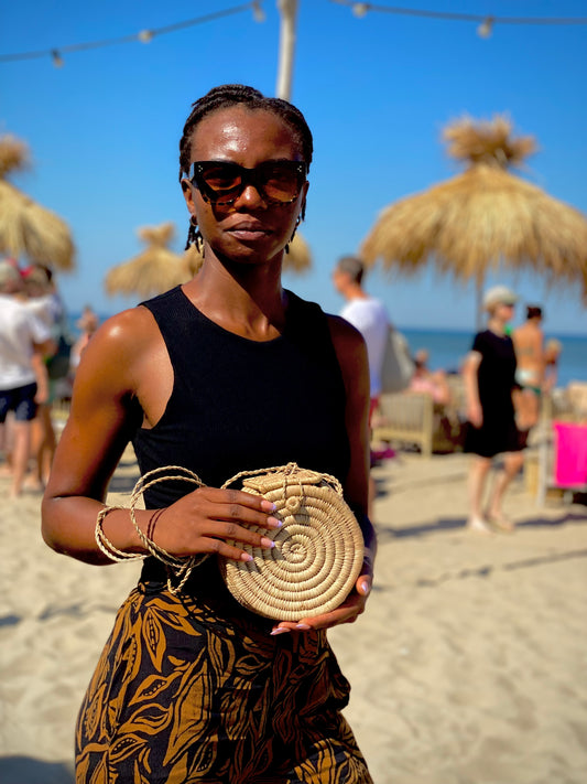 Ana: Beautiful natural round rattan bag