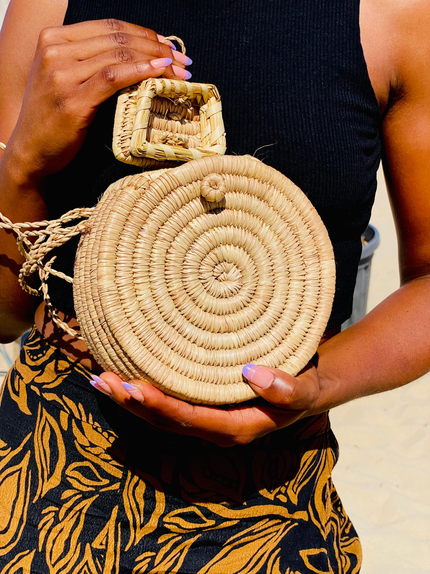 Ana: Beautiful natural round rattan bag