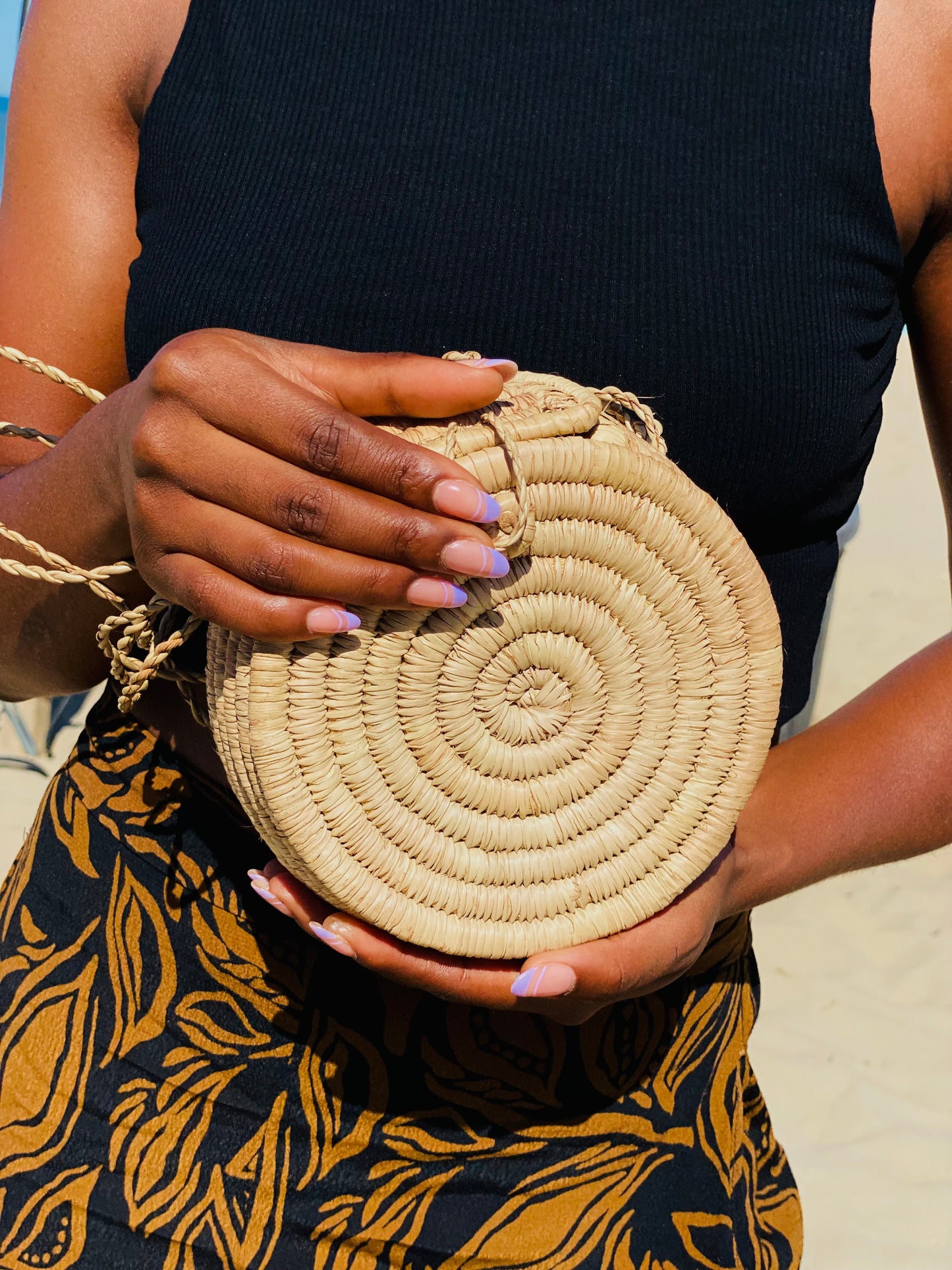 Ana: Beautiful natural round rattan bag