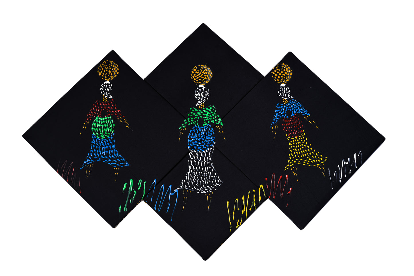 3 village ladies carrying child and bucket