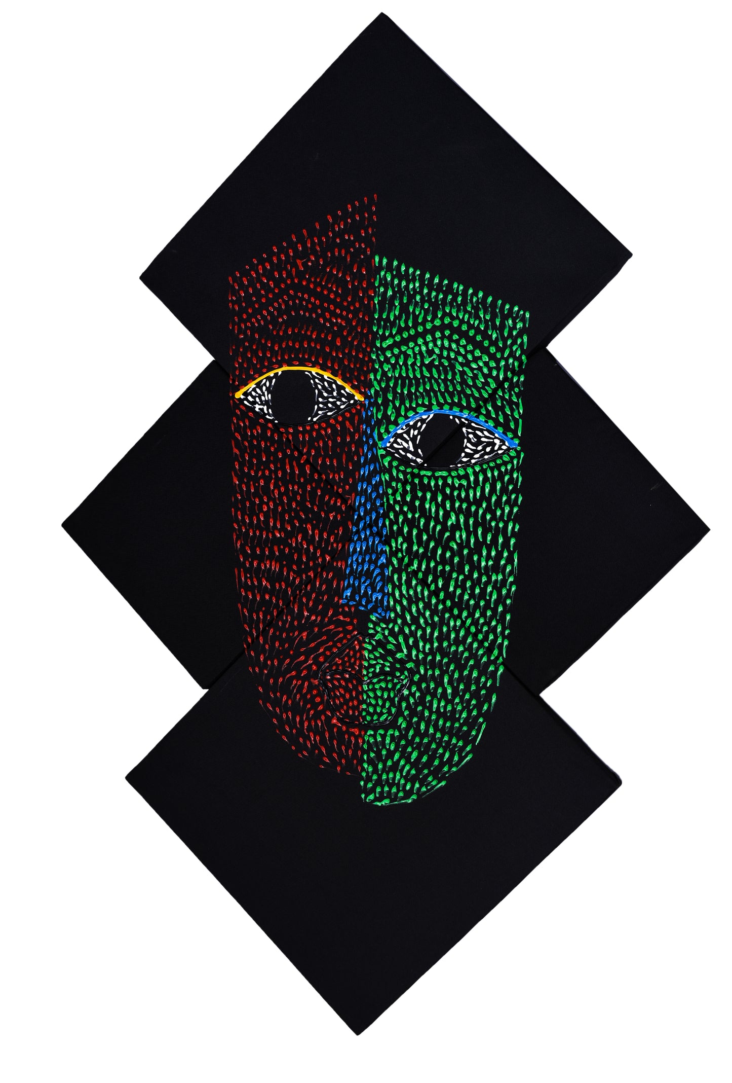 African Mask Red Green contrast