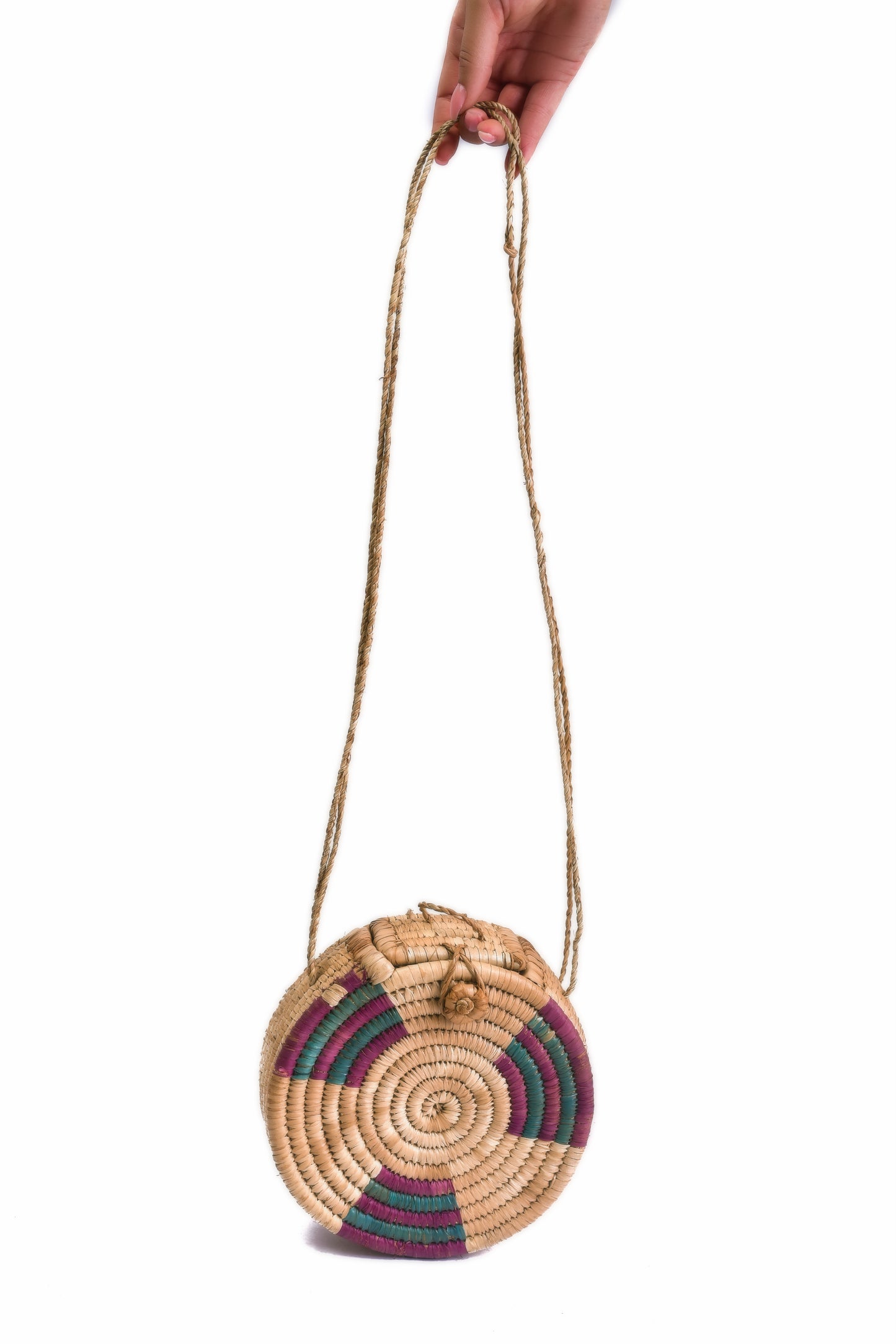 Dahomey: Purple rattan round bags