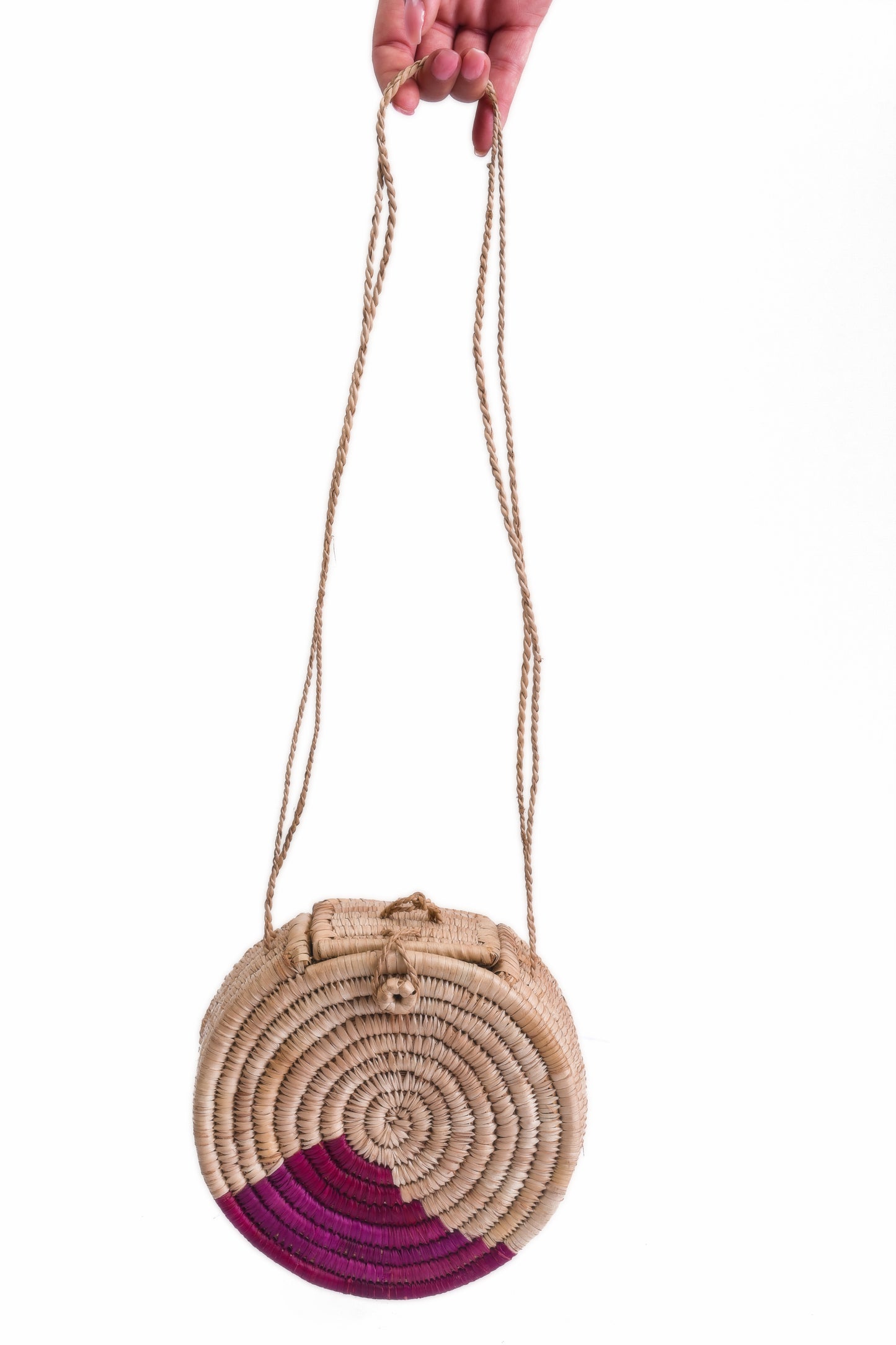 Dahomey: Purple rattan round bags