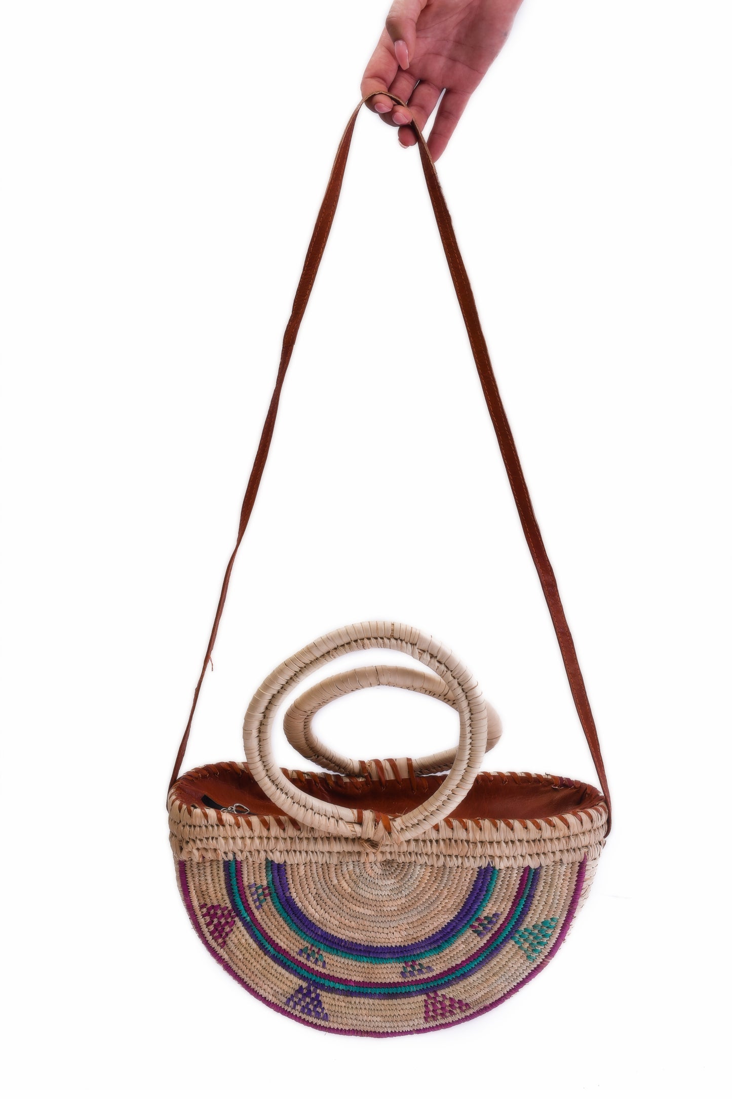 Amazon: Purple half round hand made rattan bag