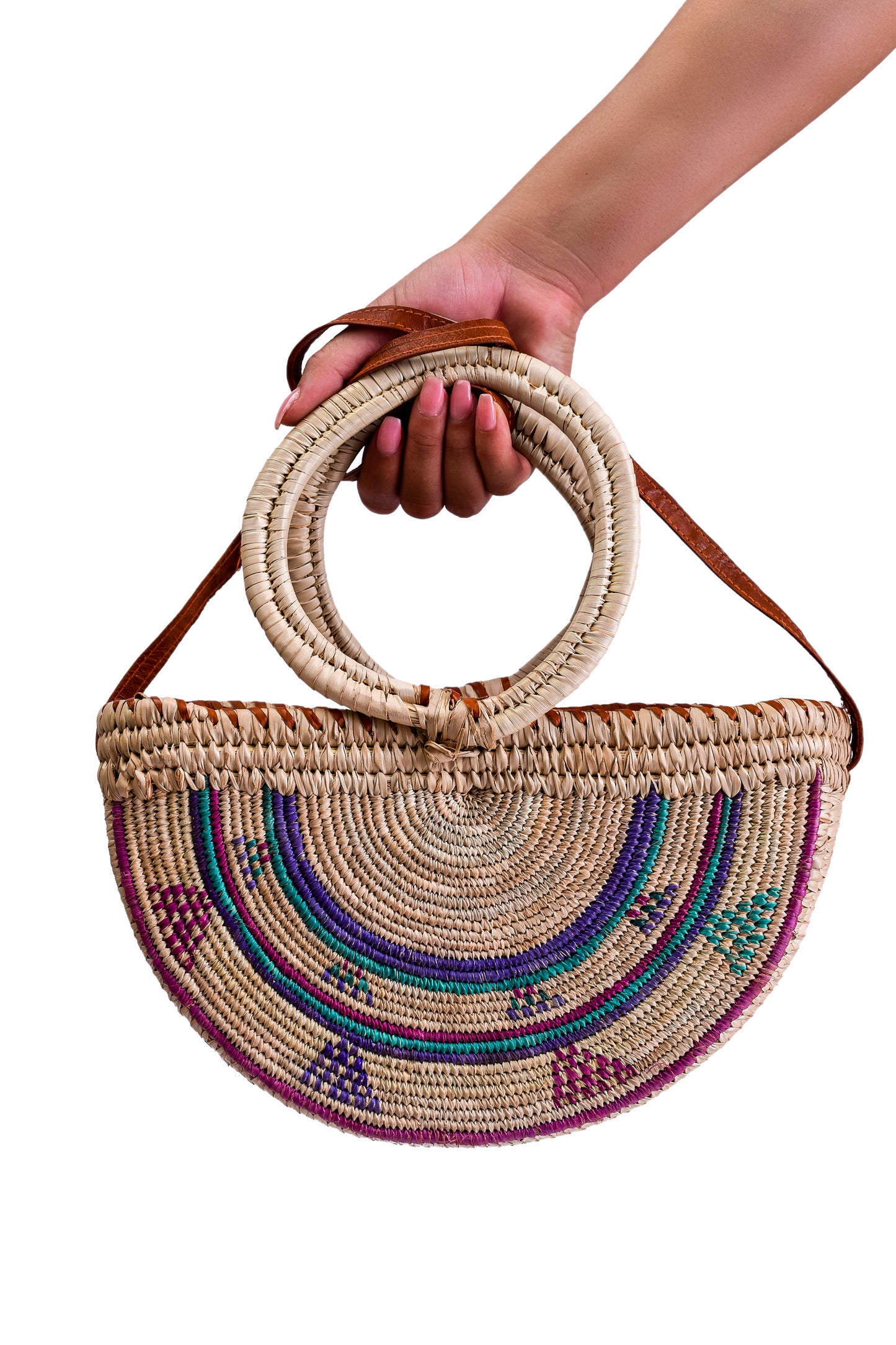 Amazon: Purple half round hand made rattan bag