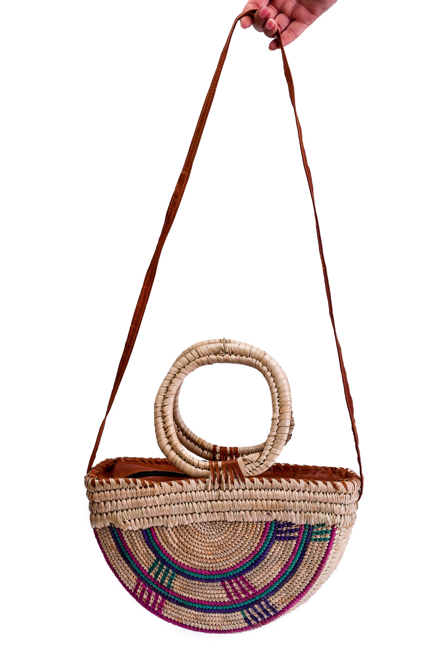 Amazon: Purple half round hand made rattan bag