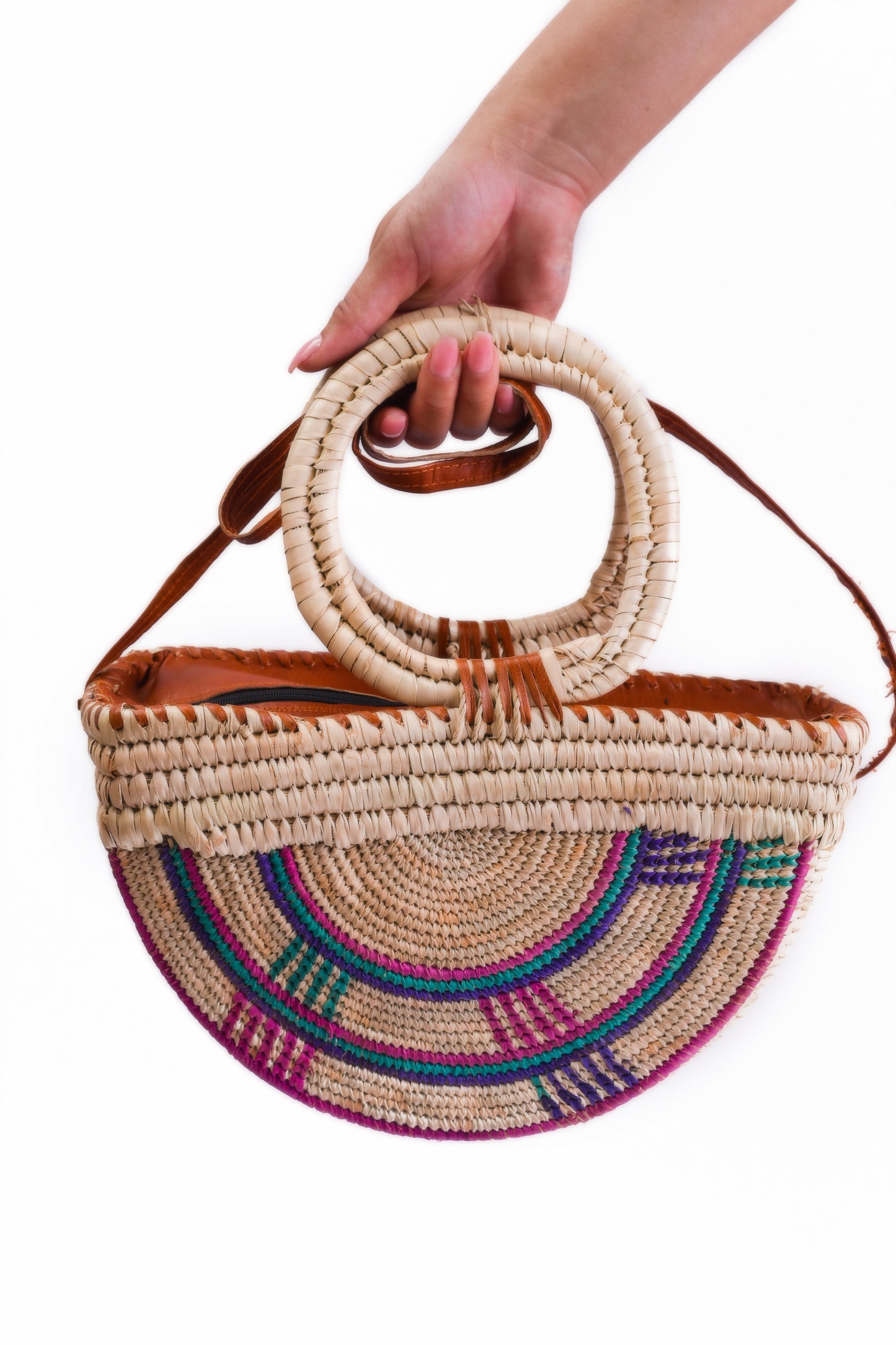 Amazon: Purple half round hand made rattan bag