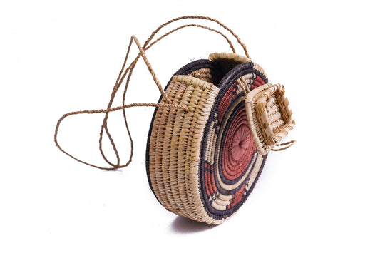 Idia: brown rattan round bag