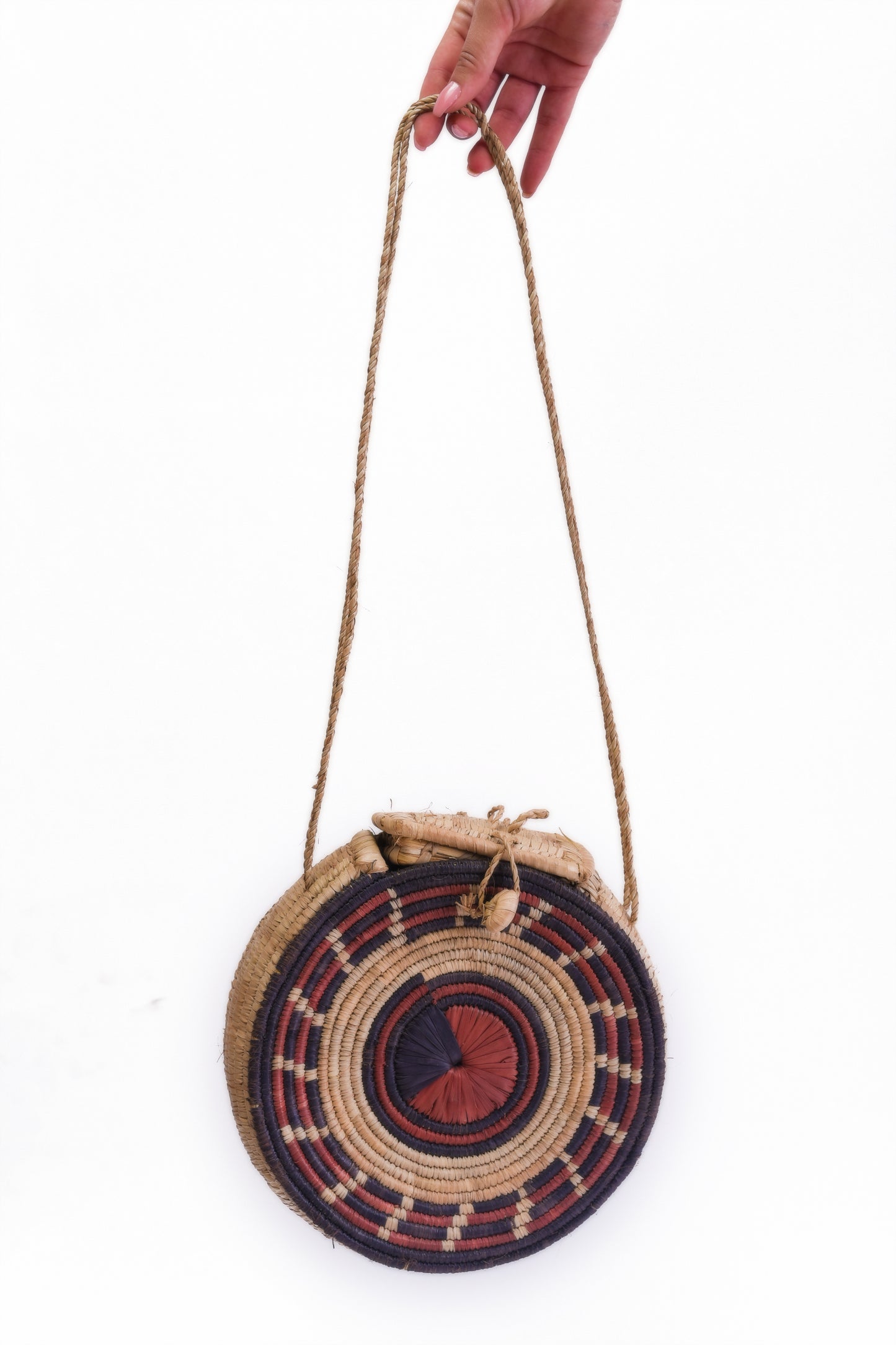 Idia: brown rattan round bag