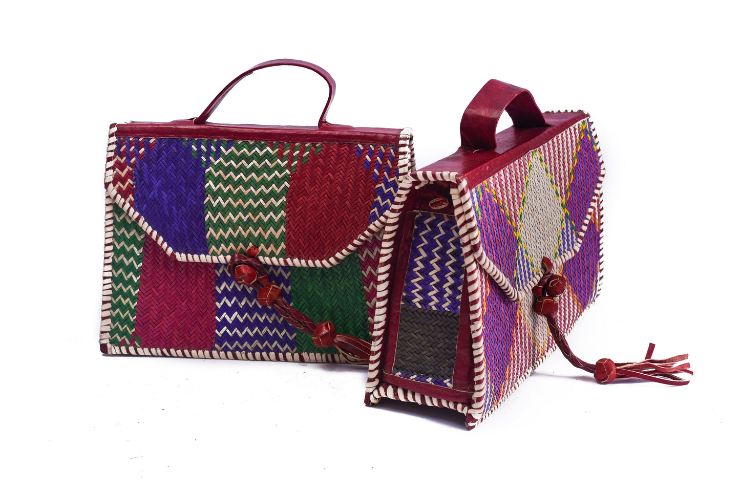 Amani: Square Rattan bag multi colour