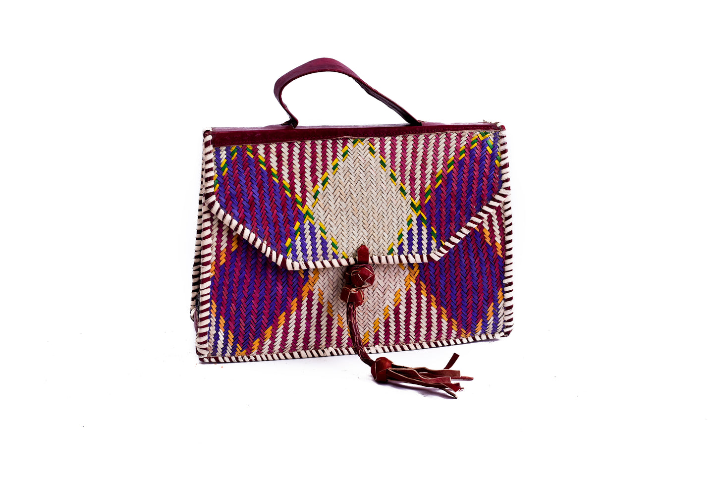 Amani: Square Rattan bag multi colour