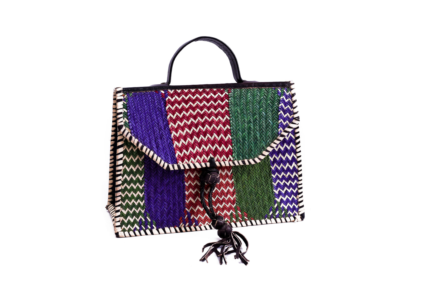 Amani: Square Rattan bag multi colour