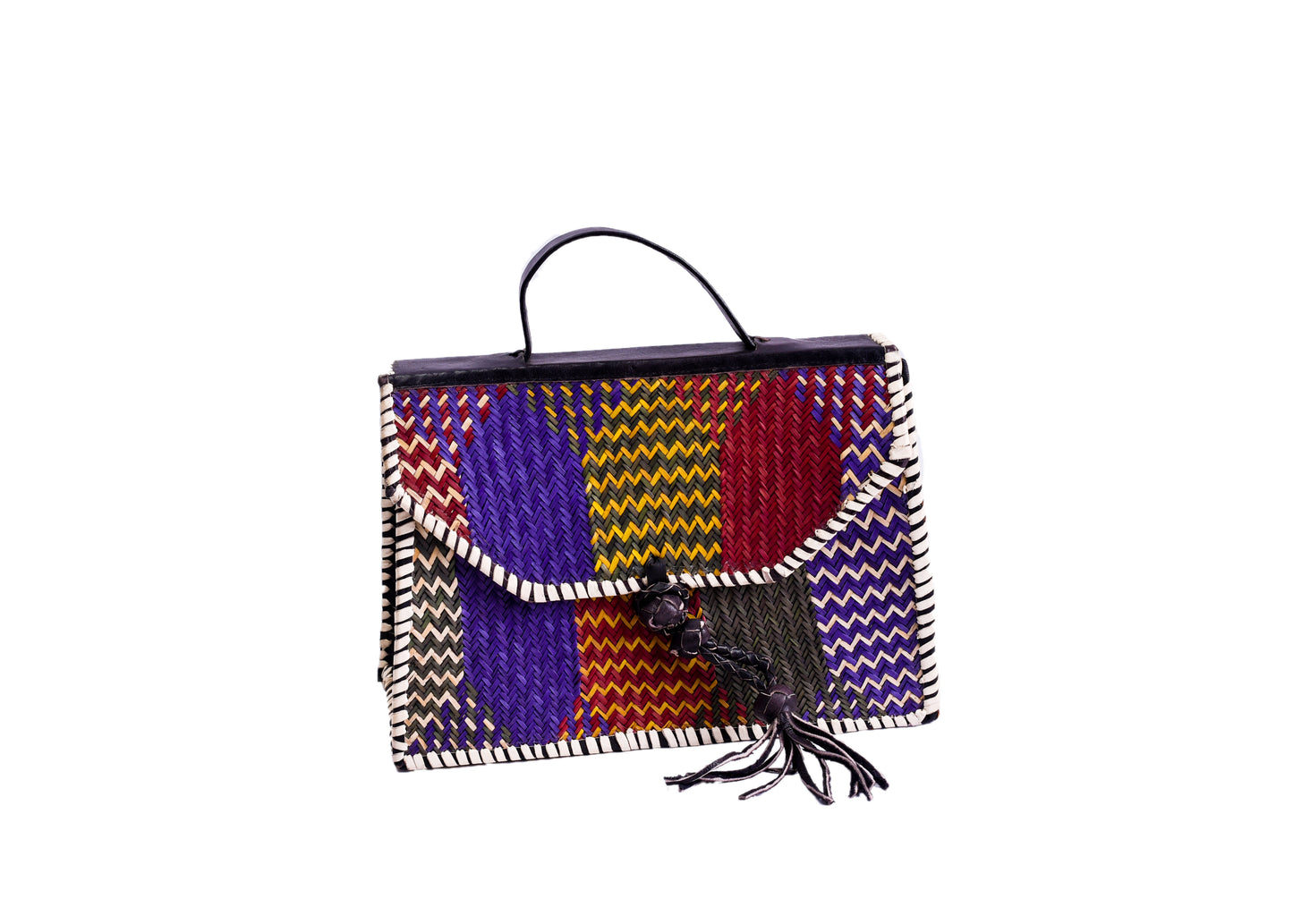 Amani: Square Rattan bag multi colour