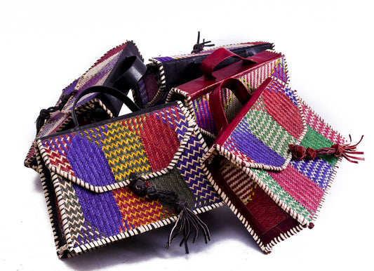 Amani: Square Rattan bag multi colour