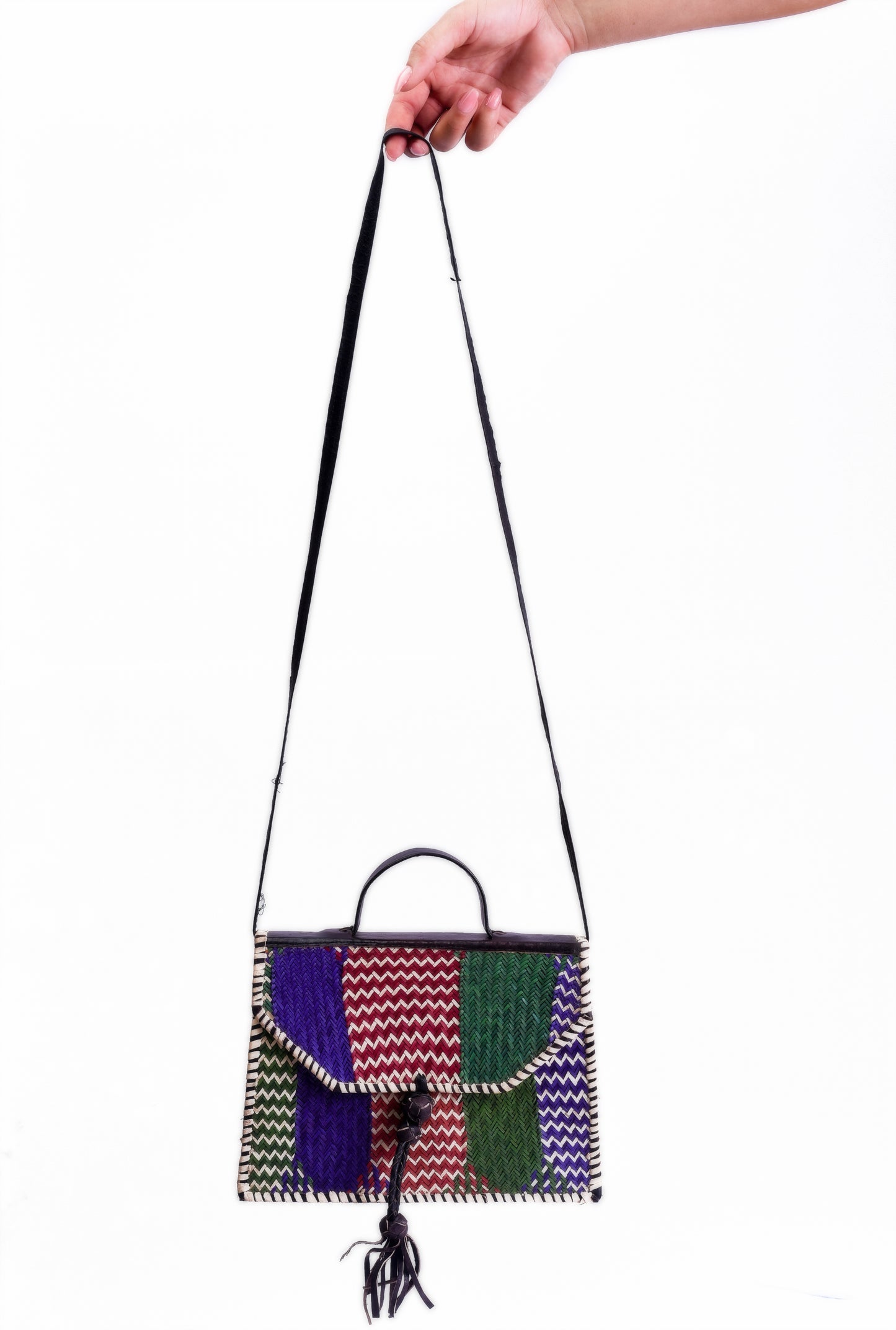 Amani: Square Rattan bag multi colour