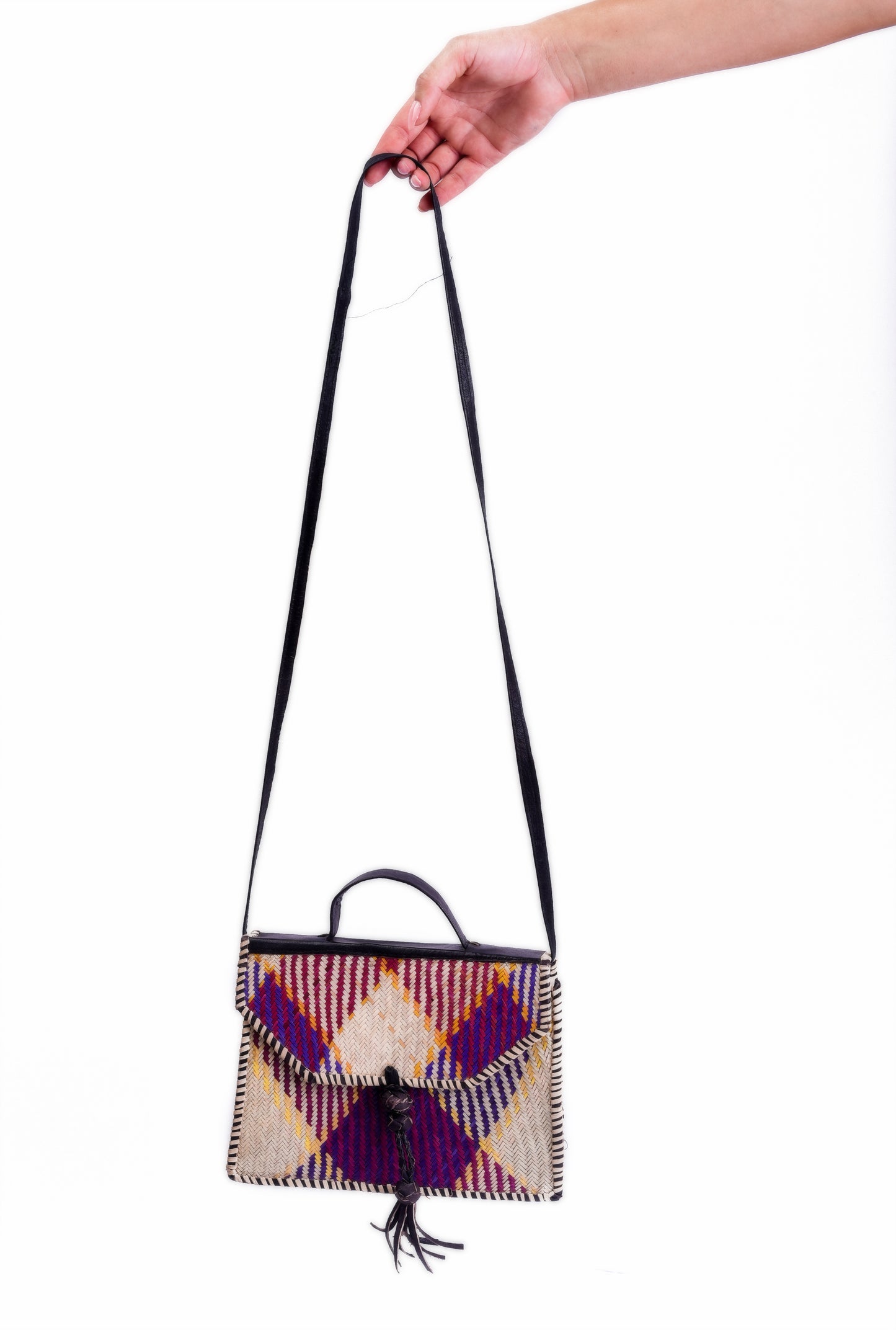 Amani: Square Rattan bag multi colour