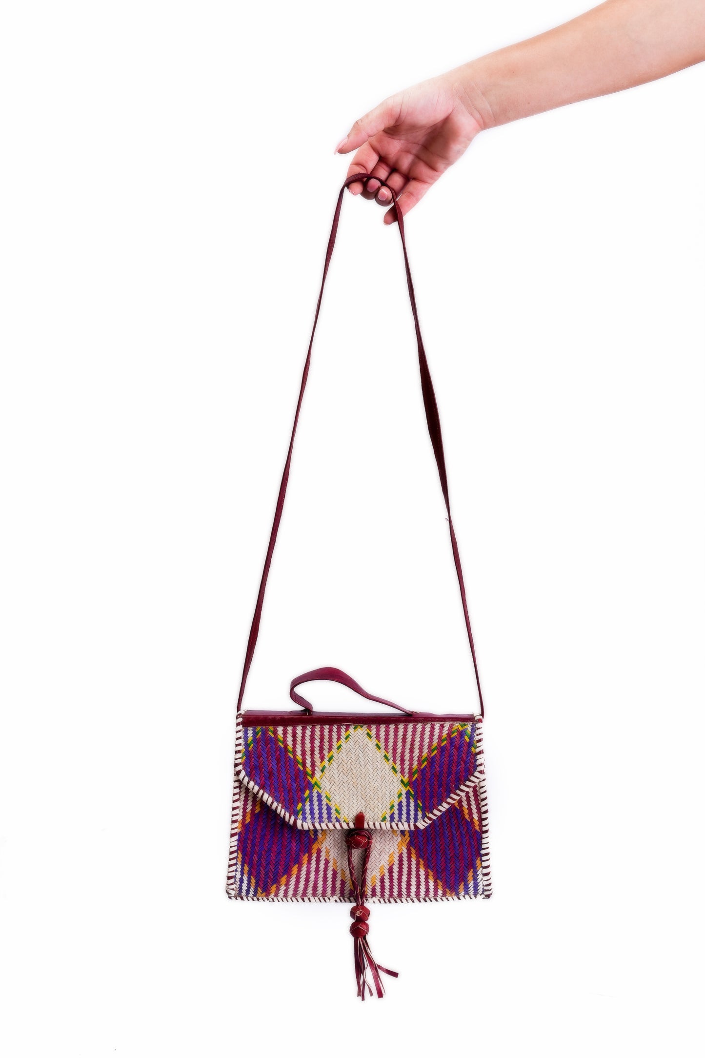Amani: Square Rattan bag multi colour