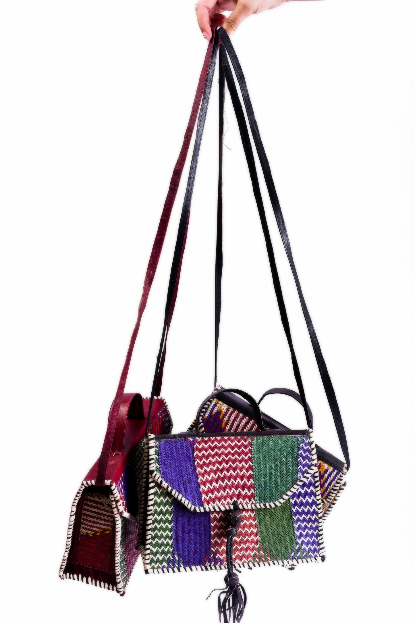 Amani: Square Rattan bag multi colour