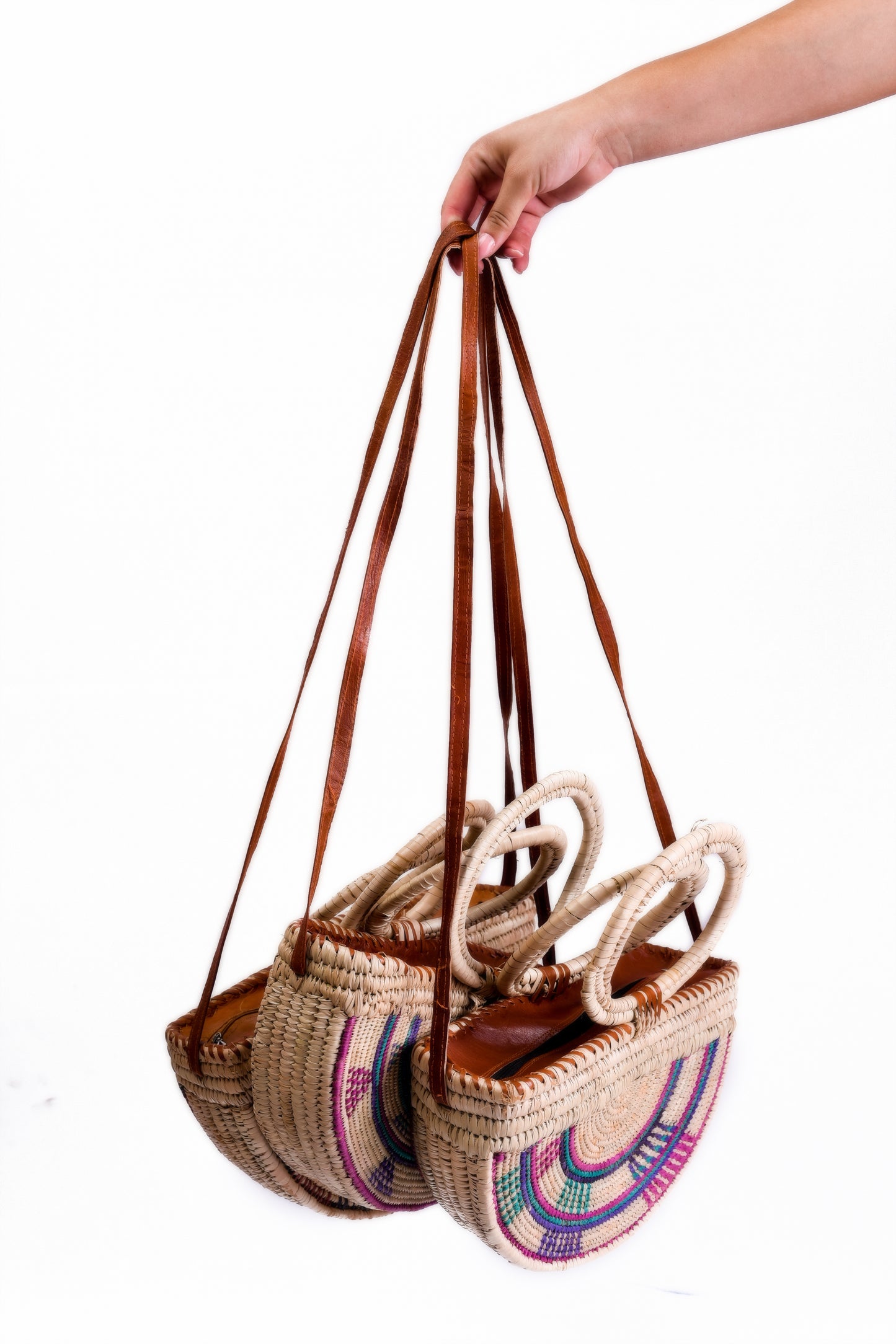 Amazon: Purple half round hand made rattan bag