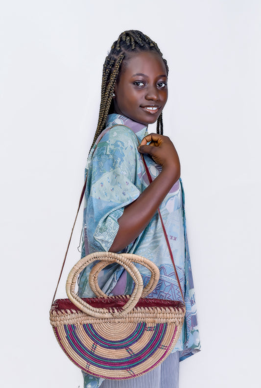 Amazon: Purple half round hand made rattan bag