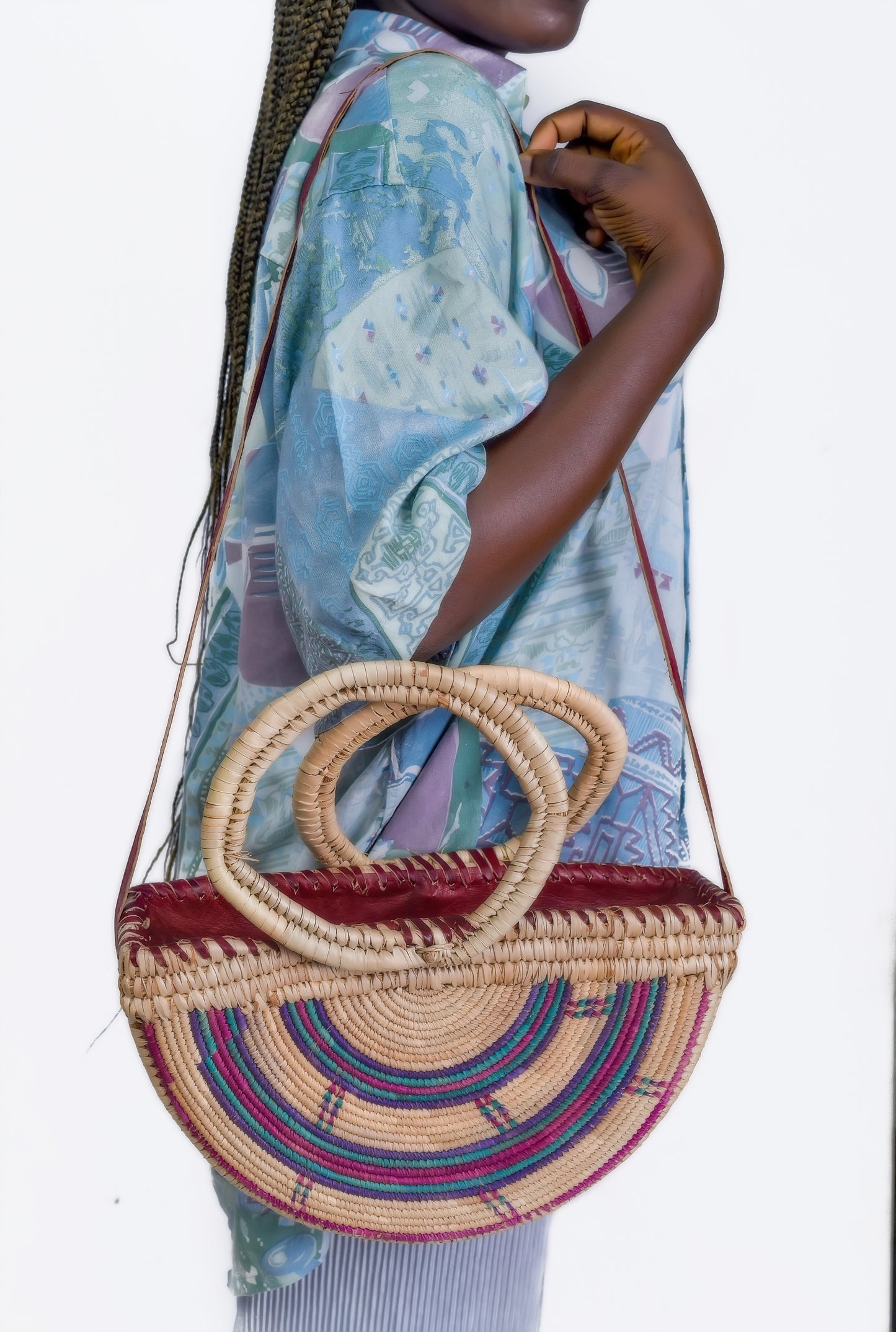 Amazon: Purple half round hand made rattan bag