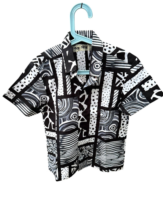 Boys African Safari Set – Black & White Tribal Two-Piece Outfit