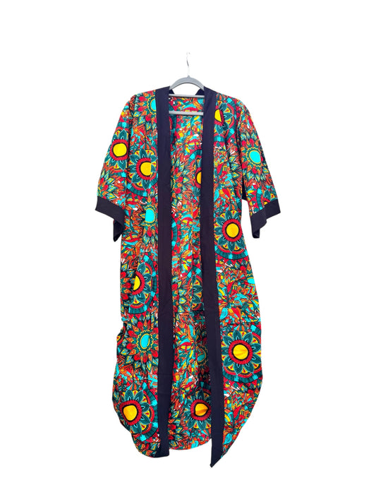 “Tribal” African Tribal Design Kimono Jacket – Handmade Ankara Kimono