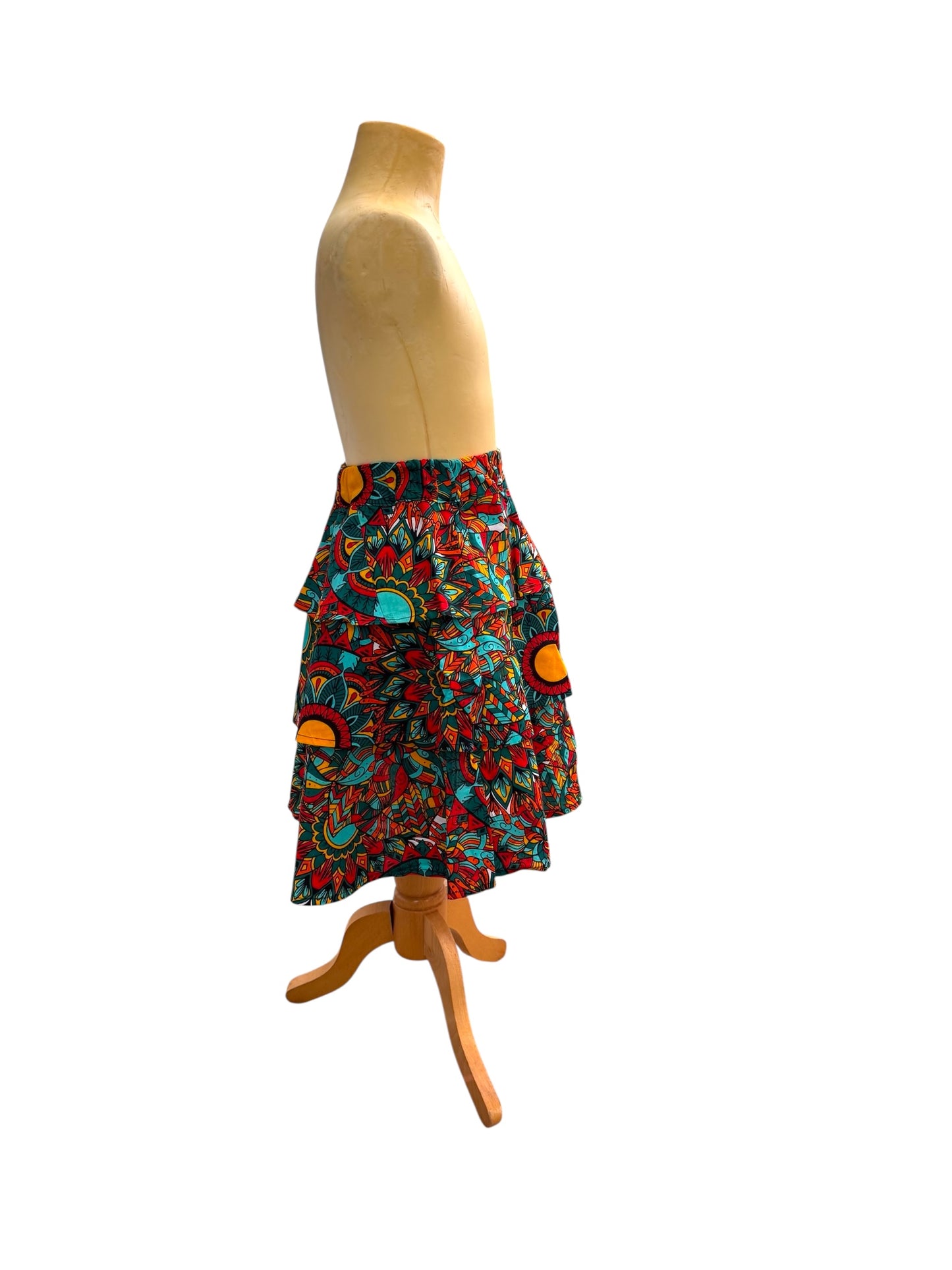 Girls African Tribal Floral Skirt – Handmade Ankara Skirt