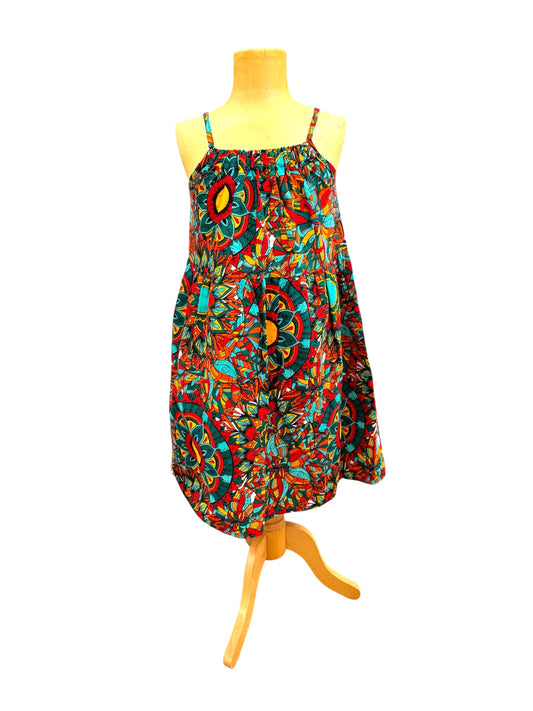 Girls African Tribal Floral Dress – Handmade Ankara Summer Dress