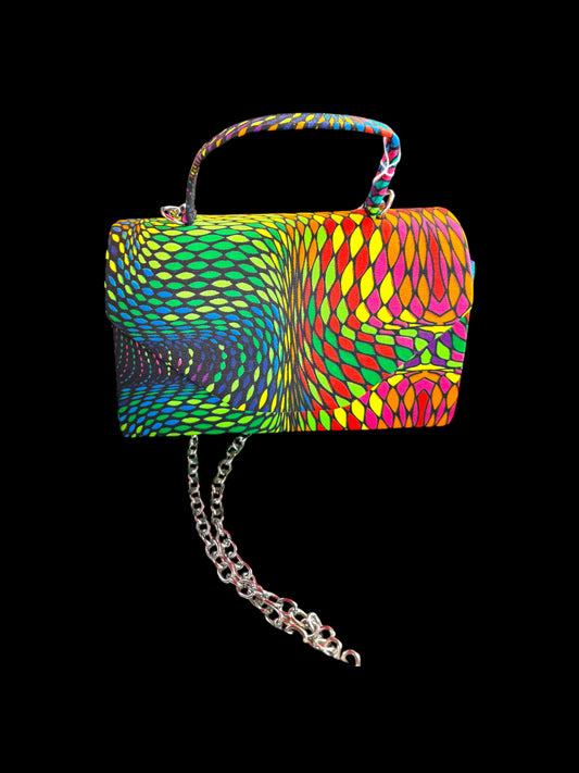 Mino Prism Pulse – African Print Mini Chain Bag
