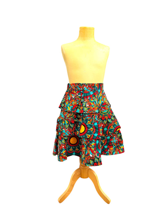 Girls African Tribal Floral Skirt – Handmade Ankara Skirt