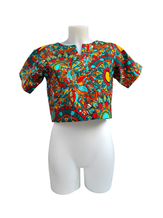 African Tribal Floral Crop Top – Handmade Ankara Women’s Top