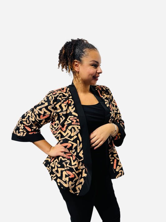 “Zina” Earth-Tone Kimono – Handcrafted African Elegance