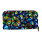 Mowo wallet, with zipper and african print details on the inside of the wallet.