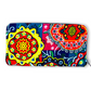Mowo wallet, with zipper and african print details on the inside of the wallet.